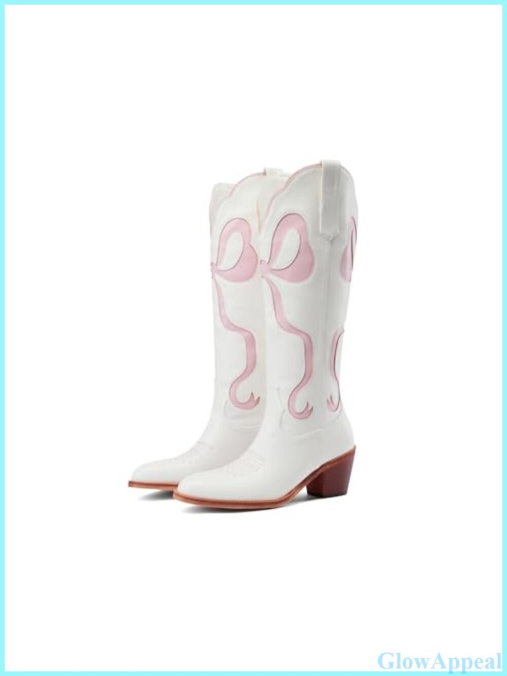 Women's Cowgirl Cowboy Boots Knee High Chunky Heel Bow